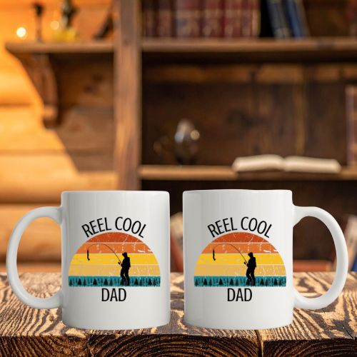 Reel Cool Dad Coffee Mug, Coffee Mug For Dad, Gift For Papaw, Bass Fish Mug, Retro Mug