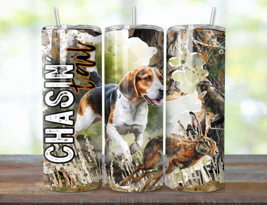 Chasin Tail 20oz Skinny Tumbler, Beagle Dog