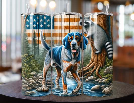 Coon Dog, American Flag, 20oz Skinny Tumbler