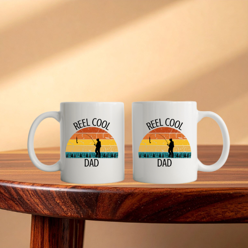 Reel Cool Dad Coffee Mug, Coffee Mug For Dad, Gift For Papaw, Bass Fish Mug, Retro Mug