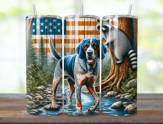 Coon Dog, American Flag, 20oz Skinny Tumbler