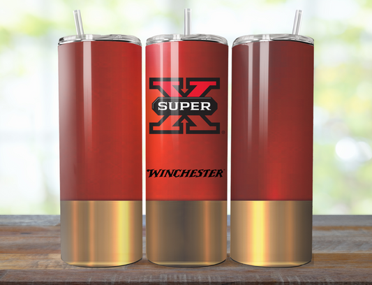 Super X Winchester Shotgun Shell 20oz Skinny Tumbler