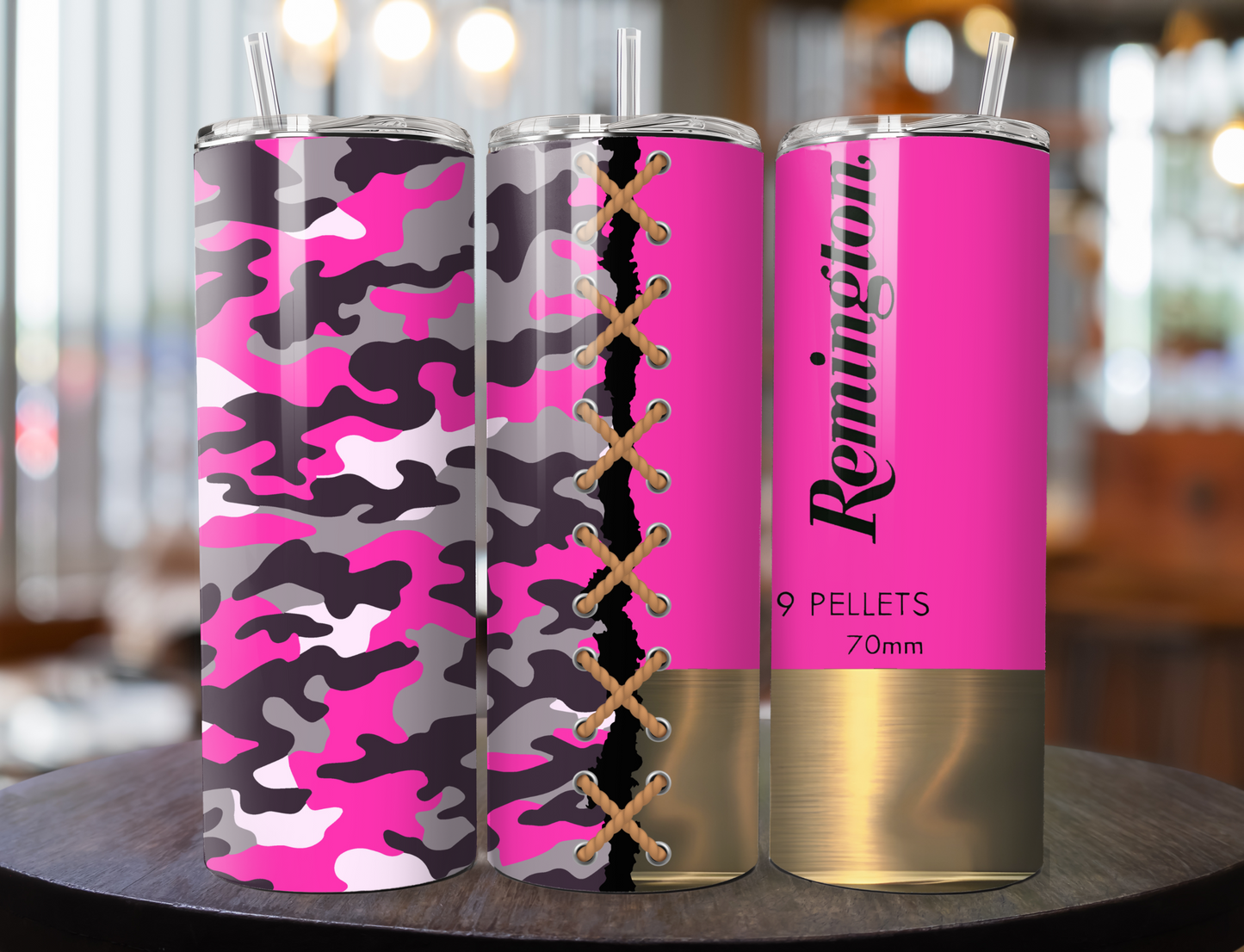Remington Pink Camo Shotgun Shell 20oz Skinny Tumbler