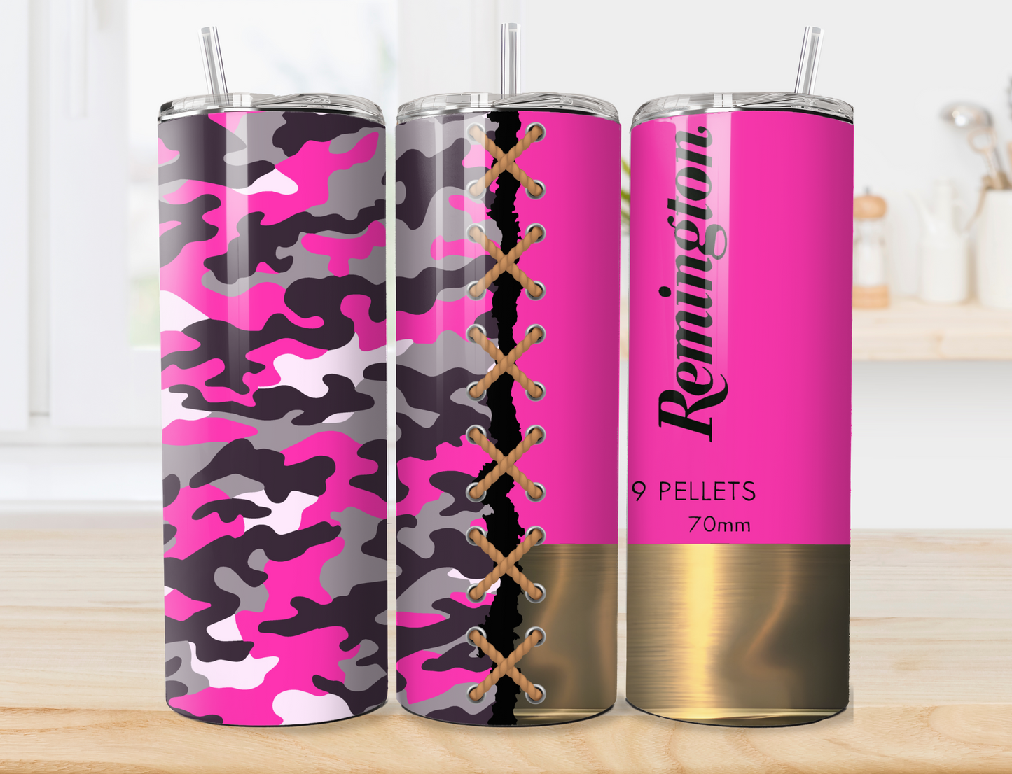 Remington Pink Camo Shotgun Shell 20oz Skinny Tumbler