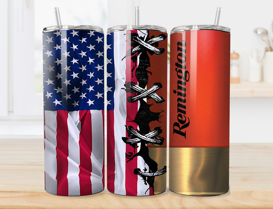 Red Remington With American Flag Tumbler Design for 20oz Skinny Tumbler