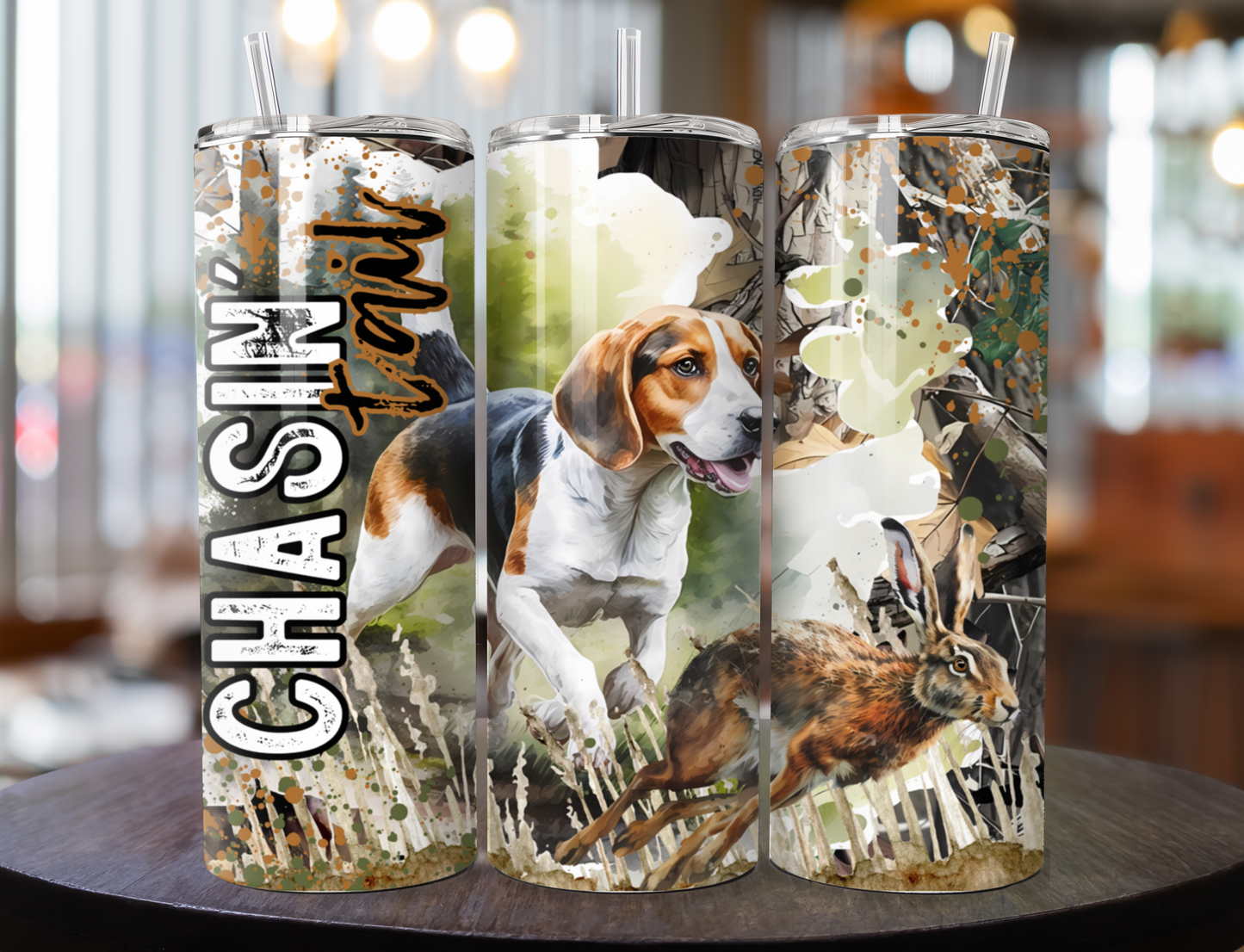 Chasin Tail 20oz Skinny Tumbler, Beagle Dog